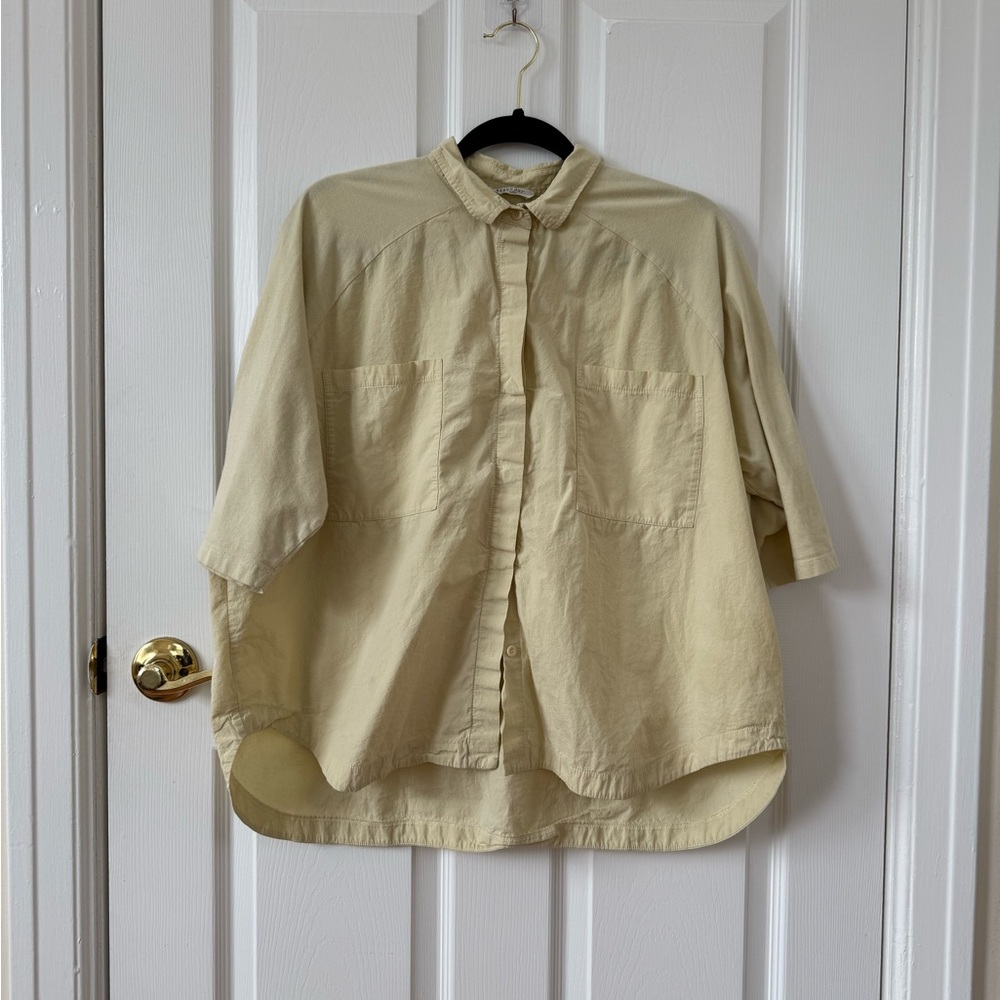 Light Yellow Oversized Button-Front Blouse